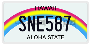 SNE587  license plate in HI