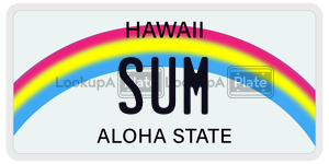 SUM  license plate in HI