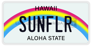 SUNFLR  license plate in HI