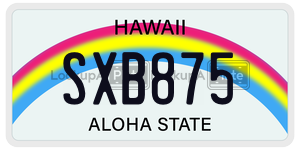 SXB875  license plate in HI
