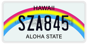 SZA845 license plate in Hawaii