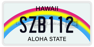SZB112 license plate in Hawaii