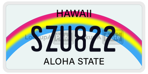 SZU822 license plate in Hawaii