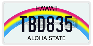 TBD835  license plate in HI