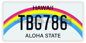 TBG786 license plate in Hawaii
