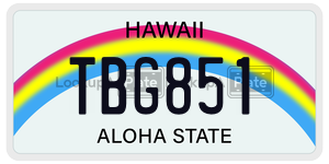 TBG851  license plate in HI
