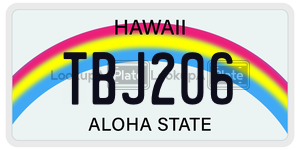 TBJ206  license plate in HI
