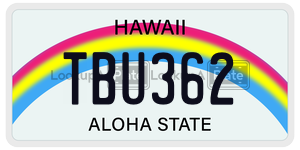 TBU362  license plate in HI