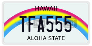 TFA555 license plate in Hawaii
