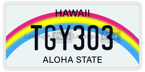 TGY303  license plate in HI