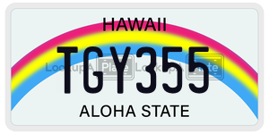 TGY355  license plate in HI