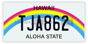 TJA862  license plate in HI