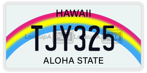 TJY325  license plate in HI