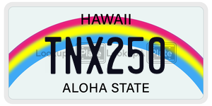 TNX250 license plate in Hawaii