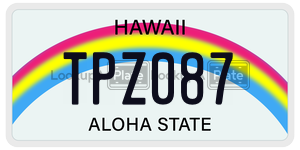 TPZ087 license plate in Hawaii