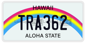 TRA362  license plate in HI