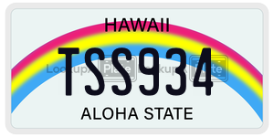 TSS934 license plate in Hawaii