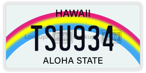 TSU934 license plate in Hawaii