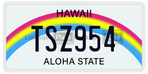 TSZ954  license plate in HI