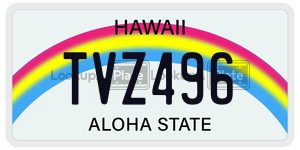 TVZ496  license plate in HI