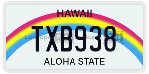 TXB938  license plate in HI