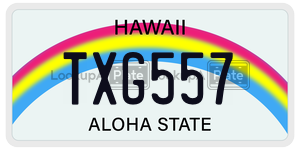 TXG557 license plate in Hawaii