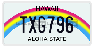 TXG796  license plate in HI