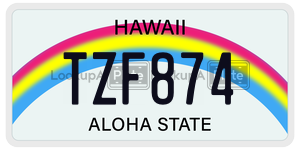 TZF874 license plate in Hawaii