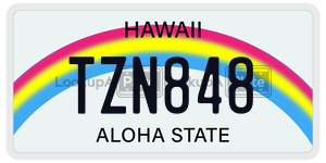 TZN848  license plate in HI