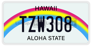 TZW308 license plate in Hawaii