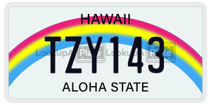 TZY143  license plate in HI