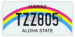 TZZ805  license plate in HI