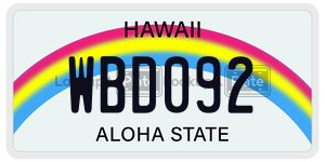 WBD092  license plate in HI