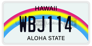 WBJ114 license plate in Hawaii