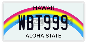 WBT999 license plate in Hawaii