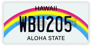 WBU205  license plate in HI