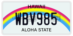 WBV985  license plate in HI