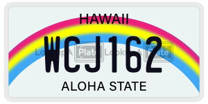 WCJ162  license plate in HI