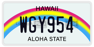 WGY954 license plate in Hawaii