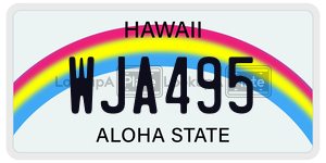WJA495 license plate in Hawaii