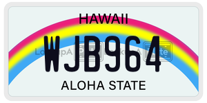 WJB964 license plate in Hawaii
