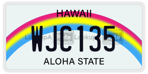 WJC135 license plate in Hawaii