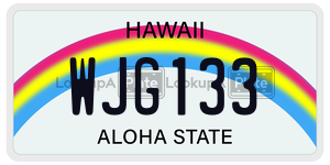 WJG133  license plate in HI