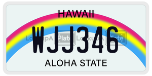 WJJ346  license plate in HI