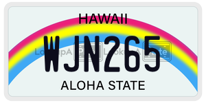 WJN265  license plate in HI