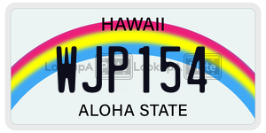 WJP154 license plate in Hawaii