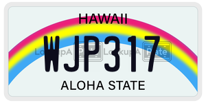 WJP317 license plate in Hawaii