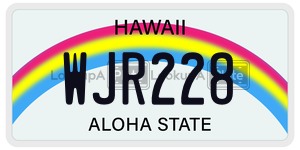 WJR228  license plate in HI