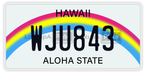 WJU843 license plate in Hawaii