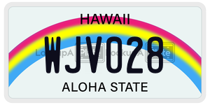 WJV028  license plate in HI